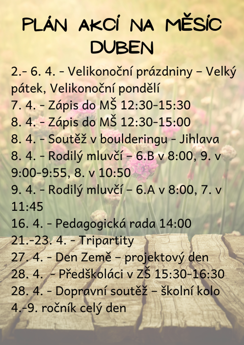 Měsíční plán akcí 1