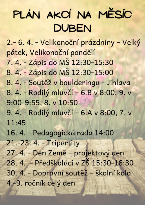 měsíční plán akcí